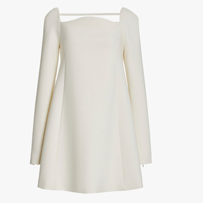 Carolina Herrera curved-neck wool mini dress