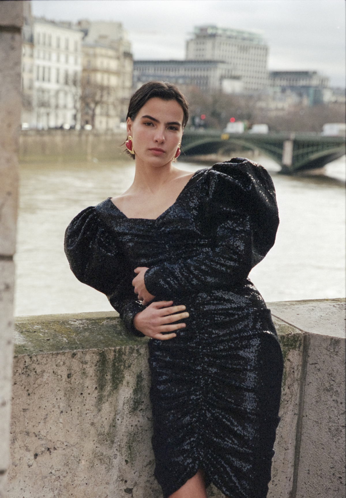 LIYA, ლია გოგლიძე, ქართული ბრენდი liya, ANNA TIGHT SPARKLE DRESS, HEARTFELT RED EARRINGS